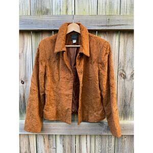 Rust Faux Fur Vintage Teddy Jacket Cognac